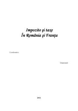 Referat - Impozite și Taxe Romania-Franta