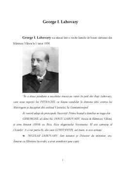 Referat - George I. Lahovary