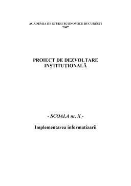 Proiect - Proiect de Dezvoltare Instituțională