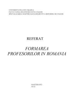 Referat - Formarea Profesorilor în România