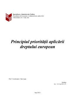 Proiect - Principiul Aplicării Prioritare a Dreptului European