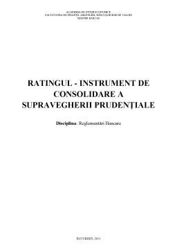 Referat - Ratingul - Instrument de Consolidare a Supravegherii Prudențiale