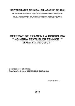Proiect - Ingineria textilelor tehnice - ața de cusut