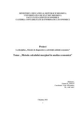 Proiect - Metoda Calculului Marginal în Analiza Economică