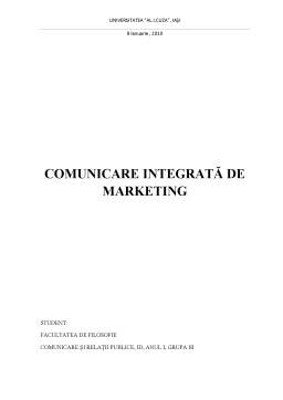 Proiect - Comunicare Integrată de Marketing