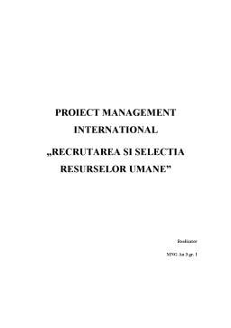 Proiect - Recrutarea și selecția resurselor umane