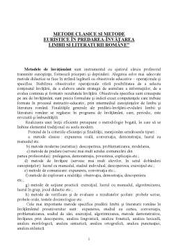 Referat - Metode clasice și metode euristice în predarea - învățarea limbii și literaturii române