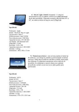 Proiect - Analiza comparativă a cinci laptopuri