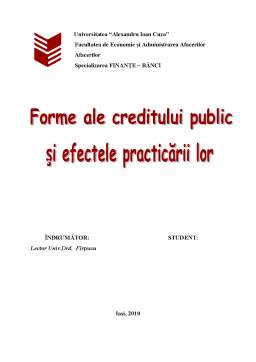 Proiect - Forme ale creditului public și efectele practicării lor