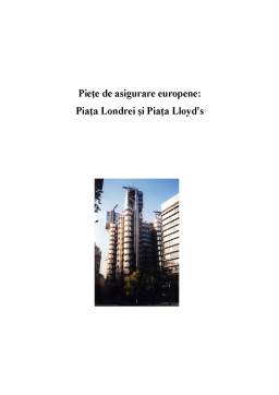 Referat - Piețe de asigurare europene - piața Londrei și piața Lloyd