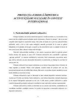 Referat - Protecția Juridică Împotriva Activităților Nucleare în Context Internațional