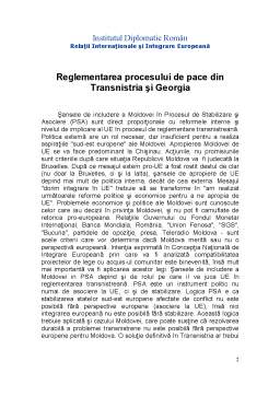 Proiect - Reglementarea Procesului de Pace din Transnistria și Georgia
