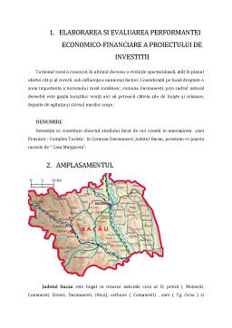 Proiect - Elaborarea și evaluarea performanței economico-financiare a proiectului de investiții pentru pensiunea agroturistică Casa Margareta