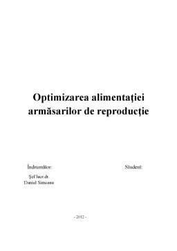 Proiect - Optimizarea Alimentației Armăsarilor de Reproducție