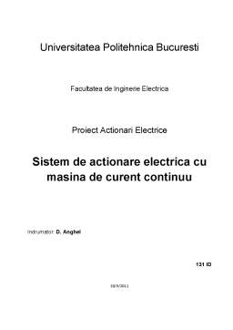 Proiect - Sistem de acționare electrică cu mașina de curent continuu