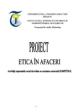 Proiect - Activități responsabile social dezvoltate de societatea comercială Rompetrol