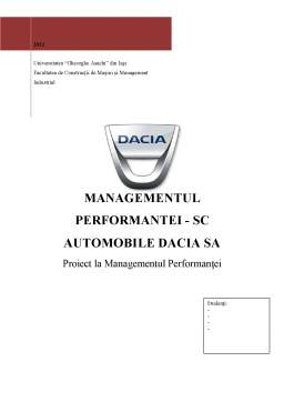 Proiect - Managementul performanței - SC Automobile Dacia SA