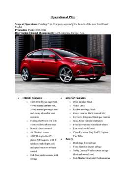 Proiect - Ford Motor Company - Business Plan to Obtain Funding For the New Ford Focus