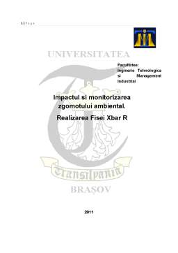 Proiect - Impactul și monitorizarea zgomotului ambiental - realizarea fișei Xbar R