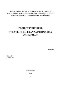 Proiect - Strategii de tranzacționare a opțiunilor