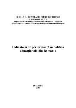 Proiect - Indicatorii de Performanță în Politica Educațională din România