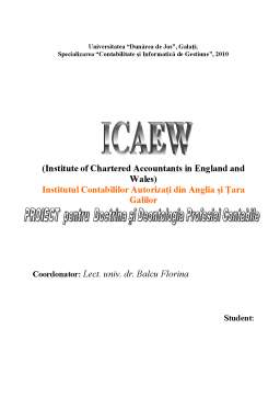 Proiect - ICAEW (Institute of Chartered Accountants în England and Wales)