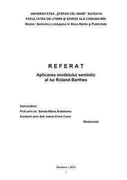 Referat - Aplicarea Modelului Semiotic al Lui Roland Barthes