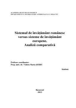 Licență - Analiza comparativă între sistemul de învățământ românesc și sistemele de învățământ europene