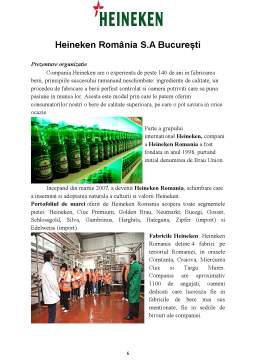 Proiect - Îmbunătățirea calității în organizația Heineken România SA București