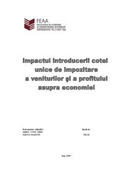 Proiect - Impactul Introducerii Cotei Unice de Impozitare a Veniturilor și a Profitului asupra Economiei