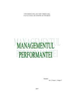 Proiect - Managementul performanței