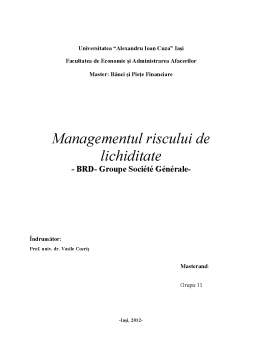 Proiect - Managementul Riscului de Lichiditate - BRD