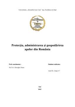 Referat - Protecția Administrarea și Gospodărirea Apelor din România
