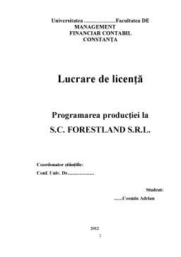 Licență - Programarea producției la SC Forestland SRL
