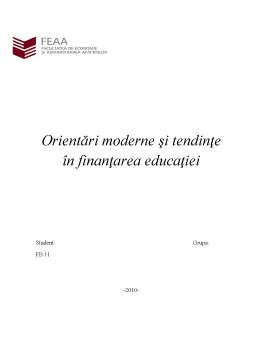Proiect - Orientări Moderne și Tendințe în Finanțarea Educației