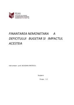 Proiect - Finanțarea nemonetară a deficitului bugetar și impactul acesteia