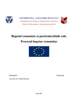 Proiect - Bugetul comunitar și particularitățile sale - procesul bugetar comunitar