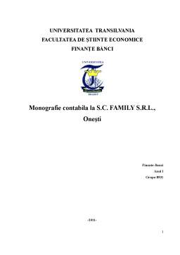 Proiect - Monografie contabilă la SC Family SRL Onești
