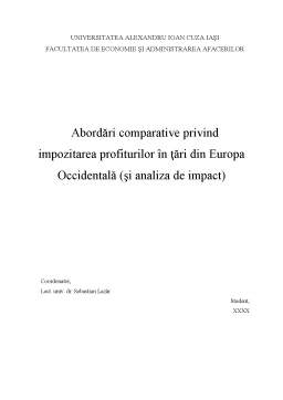 Proiect - Abordări Comparative Privind Impozitarea Profiturilor în Țări din Europa Occidentală
