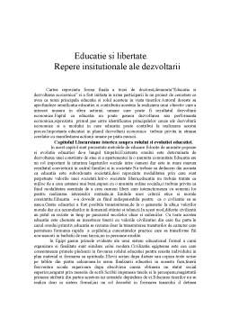 Referat - Recenzie educație și libertate - repere insitutionale ale dezvoltării