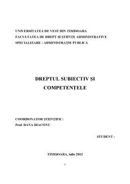 Licență - Dreptul Subiectiv și Competențele