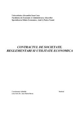 Referat - Contractul de societate - reglementări și utilitate economică
