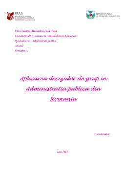 Referat - Aplicarea deciziilor de grup în administrația publică din România