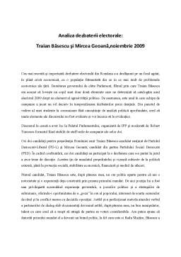 Referat - Analiza dezbaterii electorale - Traian Băsescu și Mircea Geoană, noiembrie 2009