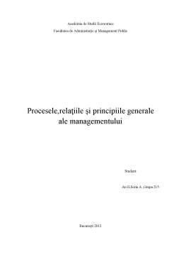 Referat - Procesele, relațiile și principiile generale ale managementului