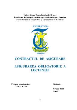 Proiect - Dreptul Afacerilor - Contractul de Asigurare