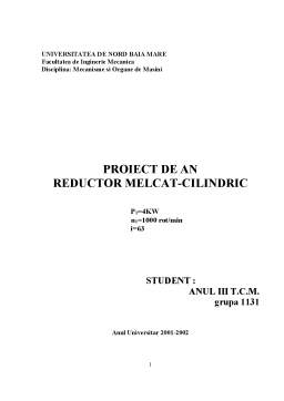 Proiect - Proiect de An - Reductor Melcat-Cilindric