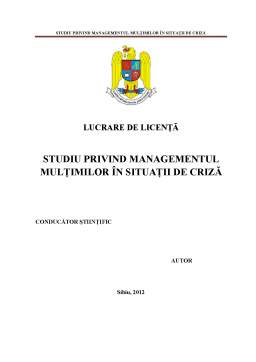 Licență - Studiu privind Managementul Mulțimilor în Situații de Criză