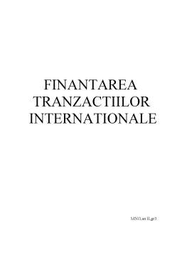 Proiect - Finanțarea tranzacțiilor internaționale