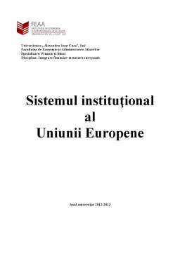 Proiect - Sistemul Instituțional al Uniunii Europene